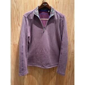 Robert Graham Greensboro Quarter-Zip Pullover Mauve Paisley Collar Men's Large